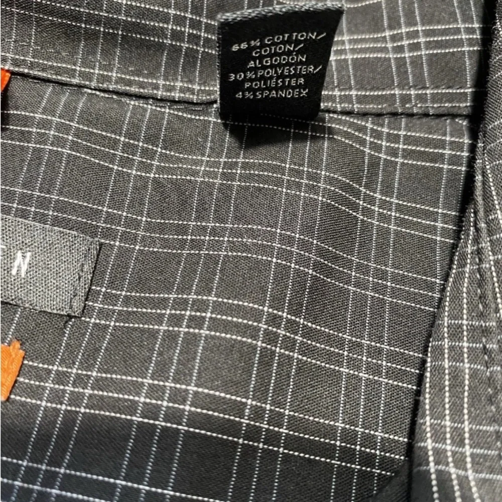 GOOD-Size 2XLT 19 -19 1/2 Mens Van Heusen Traveler Dress Shirt Black Flannel - Picture 4 of 6